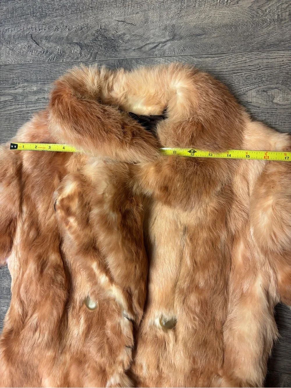 Vtg 70s Pizitz Real Rabbit Fur Caramel Brown Trench Belted Coat Jacket Size XS/S